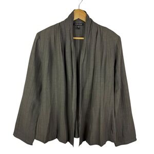 Eileen Fisher Linen Blend Open Front Drape Cardigan Jacket‎ Size S Olive Green